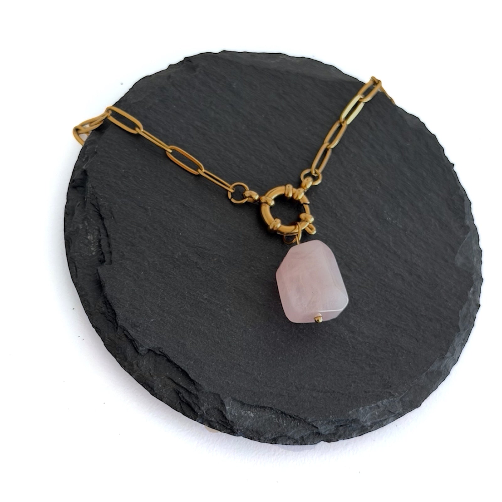 Halskette "Mala" (Rosenquarz)