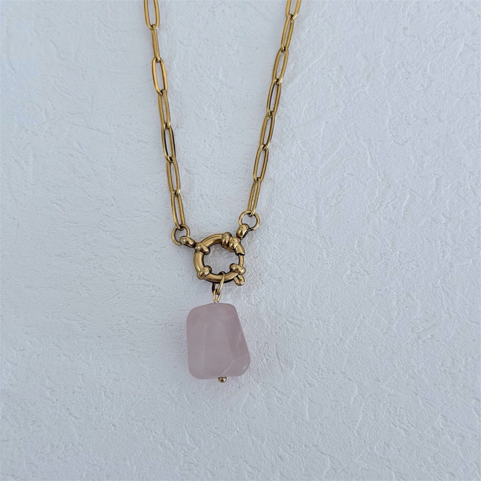 Halskette "Mala" (Rosenquarz)