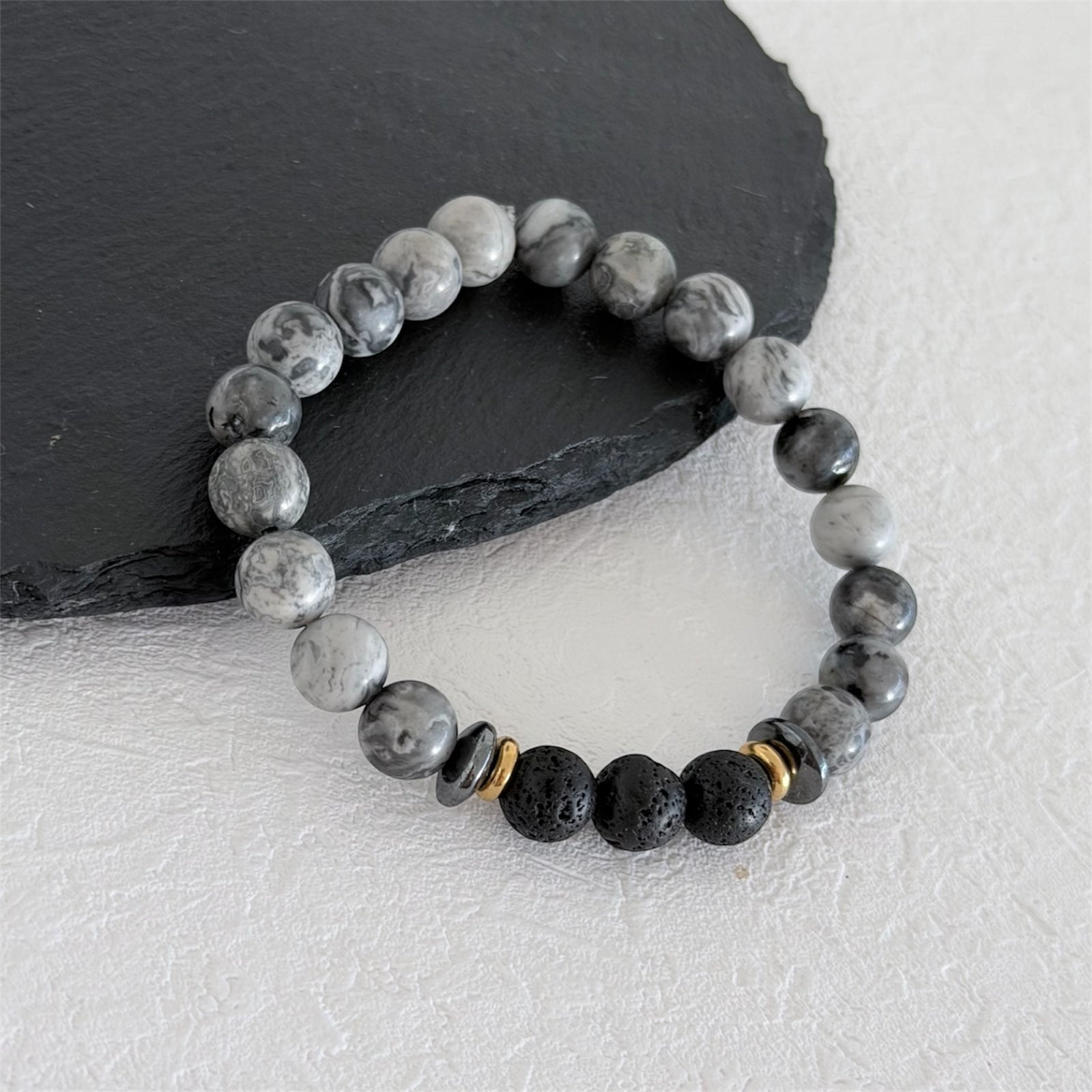 Armband "Eno" (Jaspis grau)