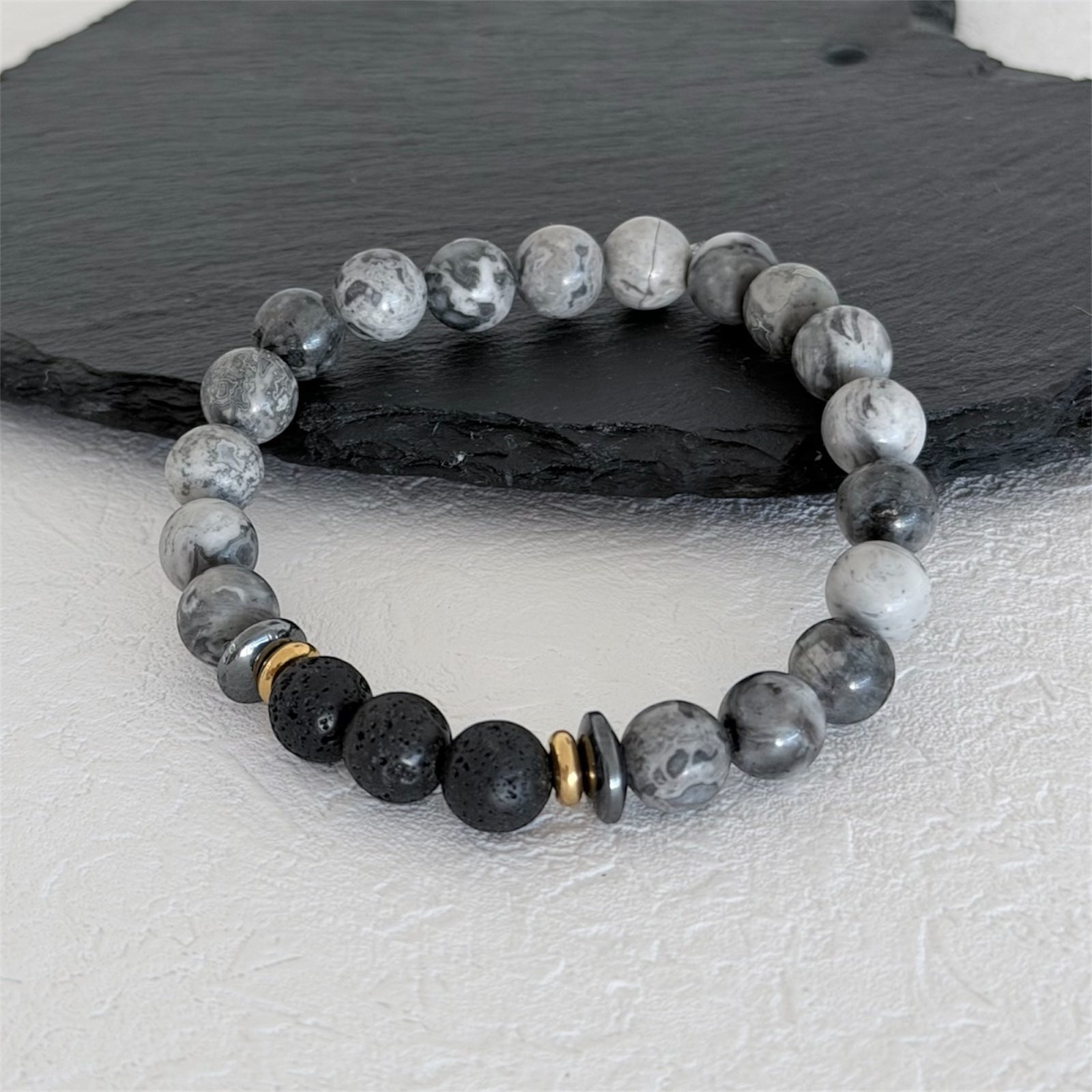 Armband "Eno" (Jaspis grau)